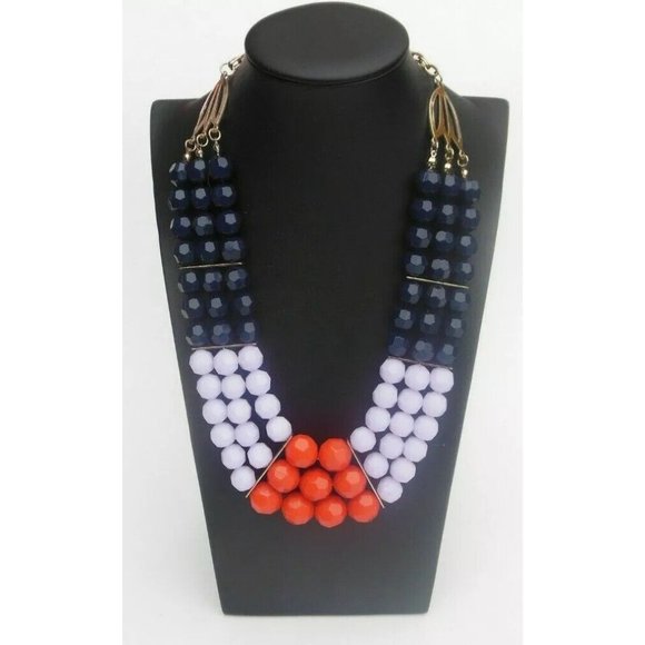 Unbranded Jewelry - Chunky Multi Strand Graduated Necklace in Halloween Colors Gold Tone Swallow Tag